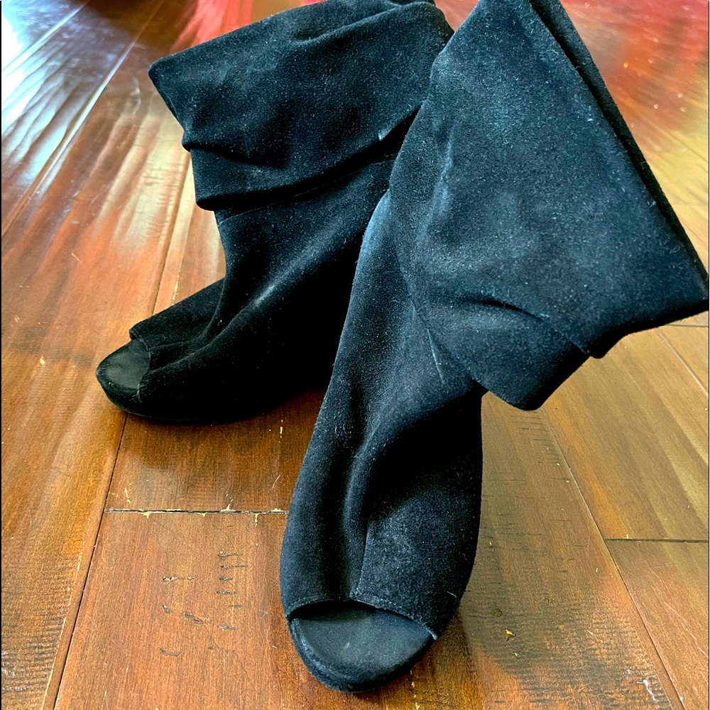 BCBG Open Toe Booties-Suede